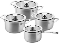 DUCQ Downdraft Kookpannenset - 4 Delig - Met Glazen Deksels