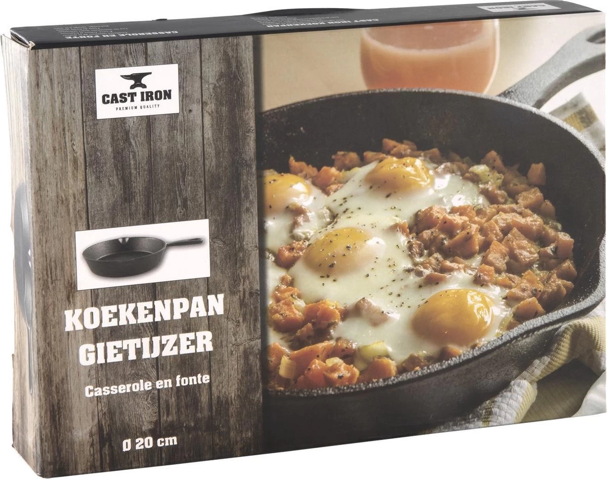 Cast Iron - Koekenpan - Barbecue Pan - BBQ - Gietijzer - 20x20cm - Zwart - Barbecue - Zomer - - Afbeelding 2